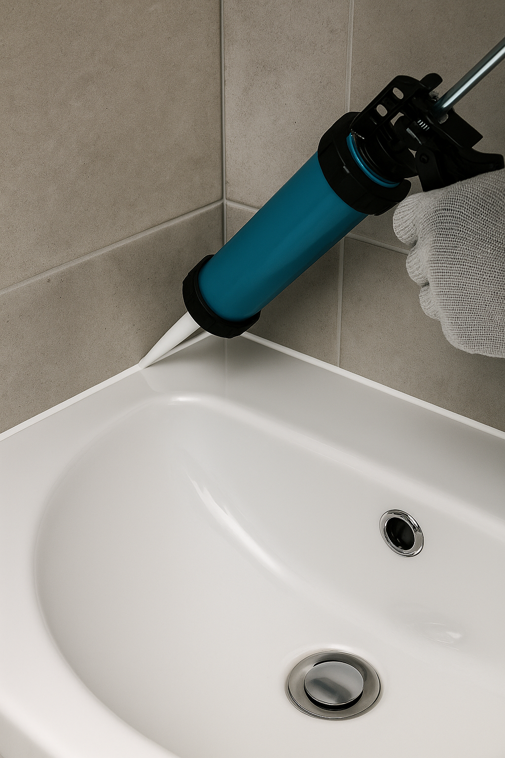 Fachgerecht erneuerte Silikonfuge im Badezimmer