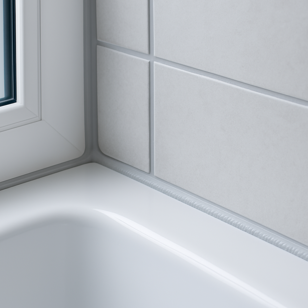 Saubere Silikonfuge an einer Badewanne